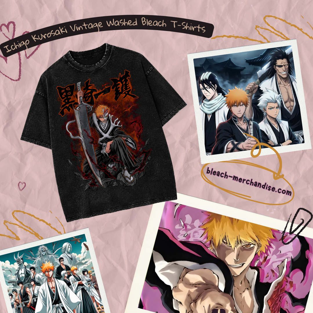 Ichigo Kurosaki Vintage PTTT1705 Washed Bleach T-Shirts